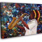 African American Rasta Reggae Vintage Painting WALL  20x16 inch FRAMED CANVAS PRINT