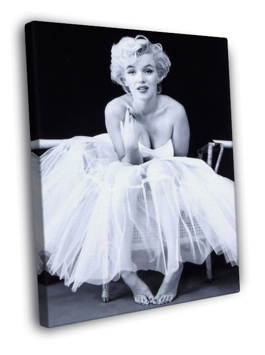 Marilyn Monroe Hot Retro Vintage Actress BW  20x16 inch FRAMED CANVAS WALL PRINT