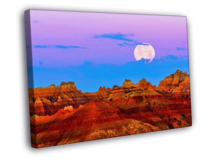 Badlands National Park Moon Mountains Cliffs WALL  20x16 inch FRAMED CANVAS PRINT