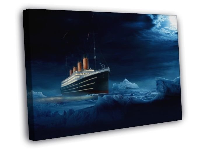 RMS Titanic Night Iceberg Amazing Painting Art  20x16 inch FRAMED CANVAS WALL PRINT