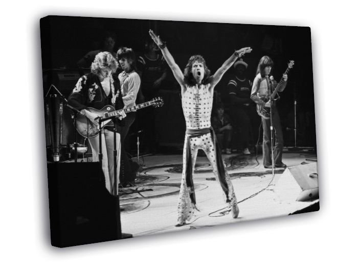Mick Jagger Awesome Rare BW Stage Retro Rock Band WALL  20x16 inch FRAMED CANVAS PRINT