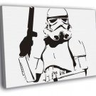 Stormtrooper Stencil Artwork Star Wars BW  20x16 inch FRAMED CANVAS WALL PRINT