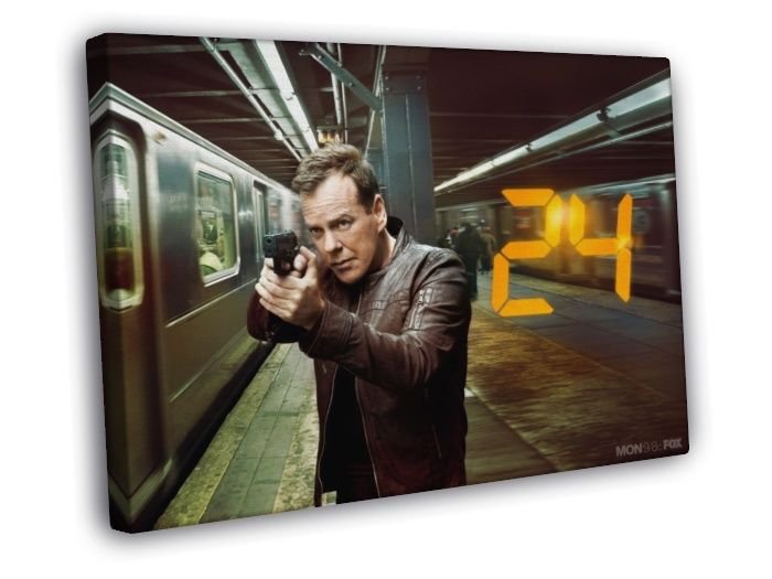 Jack Bauer Kiefer Sutherland 24 Live Another Day WALL  20x16 inch FRAMED CANVAS PRINT
