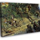 World War II D-Day Normandy WW2 Painting Art Soldiers WALL  20x16 inch FRAMED CANVAS PRINT