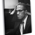 Malcolm X Portrait BW  20x16 inch FRAMED CANVAS WALL PRINT