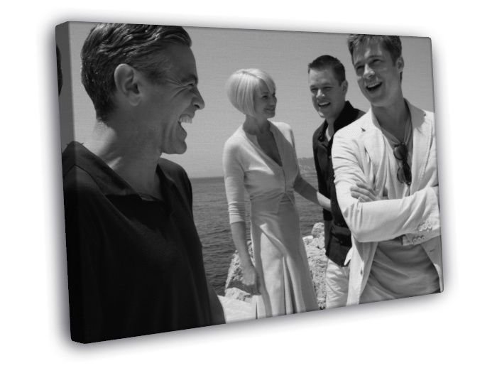 Ocean's Thirteen 13 Cast Behind the Scenes Movie Rare  20x16 inch FRAMED CANVAS WALL PRINT