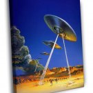 UFO Flying Saucer Alien Attack Vintage Retro  20x16 inch FRAMED CANVAS WALL PRINT