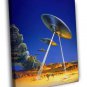 UFO Flying Saucer Alien Attack Vintage Retro 20x16 inch FRAMED CANVAS WALL PRINT