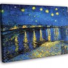 Starry Night Van Gogh Painting Retro Vintage  20x16 inch FRAMED CANVAS WALL PRINT