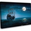 Old Sailing Ship Vessel Sea Night Moon Beautiful WALL  20x16 inch FRAMED CANVAS PRINT