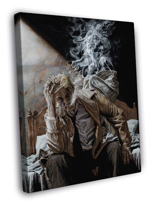 John Constantine Smoke Comic Art WALL  20x16 inch FRAMED CANVAS PRINT