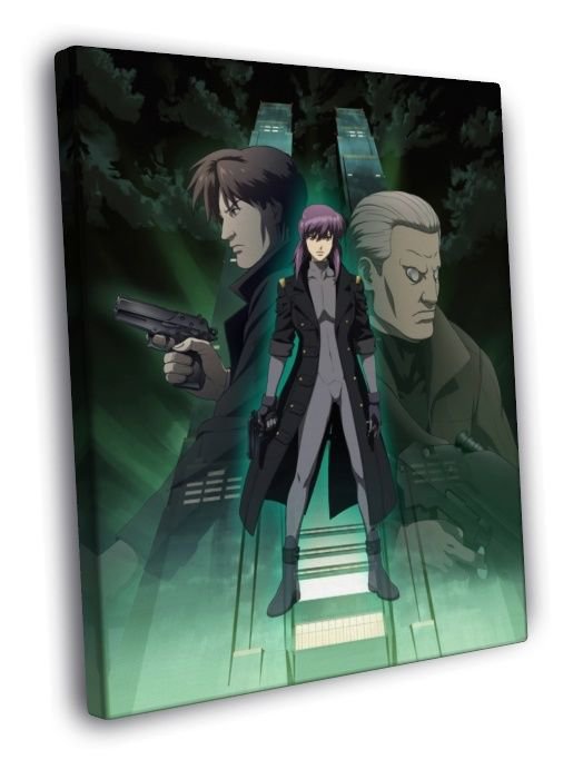 Ghost in the Shell Batou Motoko Anime Manga WALL  20x16 inch FRAMED CANVAS PRINT