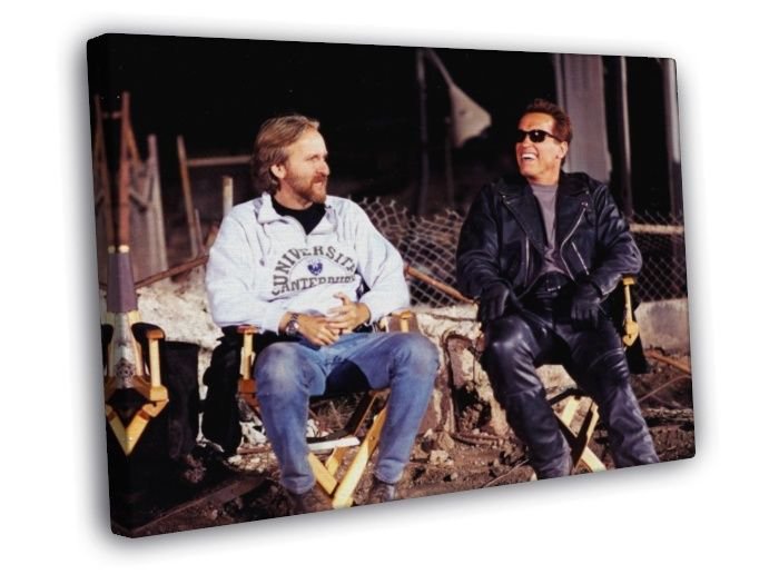 Terminator Arnold Schwarzenegger Behind the Scenes  20x16 inch FRAMED CANVAS WALL PRINT