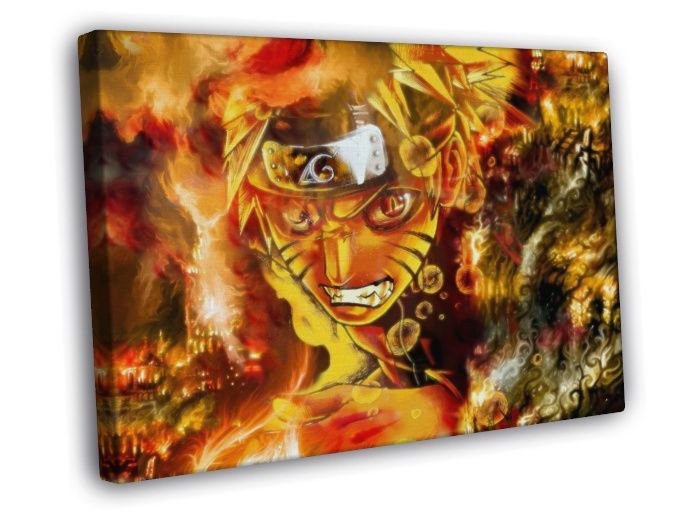 Naruto Fire Amazing Cool Painting Anime Manga Art WALL  20x16 inch FRAMED CANVAS PRINT