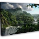 Waterfall Tropical Jungle Beautiful Nature WALL  20x16 inch FRAMED CANVAS PRINT