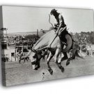 Rodeo Horse Rare Old Retro Vintage BW WALL  20x16 inch FRAMED CANVAS PRINT