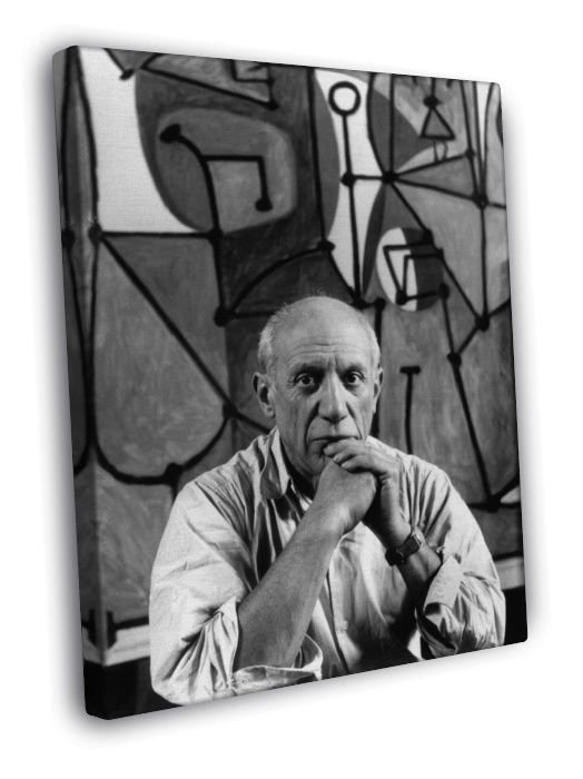 Pablo Picasso Artist Painter Portrait Stained Glass  20x16 inch FRAMED CANVAS WALL PRINT
