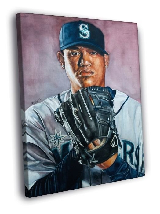 Felix Hernandez Seattle Mariners Painting Art WALL  20x16 inch FRAMED CANVAS PRINT