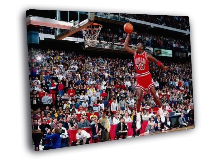 Michael Jordan Slam Dunk Chicago Bulls Retro WALL  20x16 inch FRAMED CANVAS PRINT