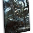 Steampunk Painting Fantasy Art Rail Road Train WALL  20x16 inch FRAMED CANVAS PRINT