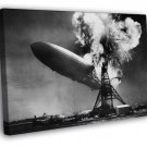 The Hindenburg Disaster Airship Fire Retro BW  20x16 inch FRAMED CANVAS WALL PRINT