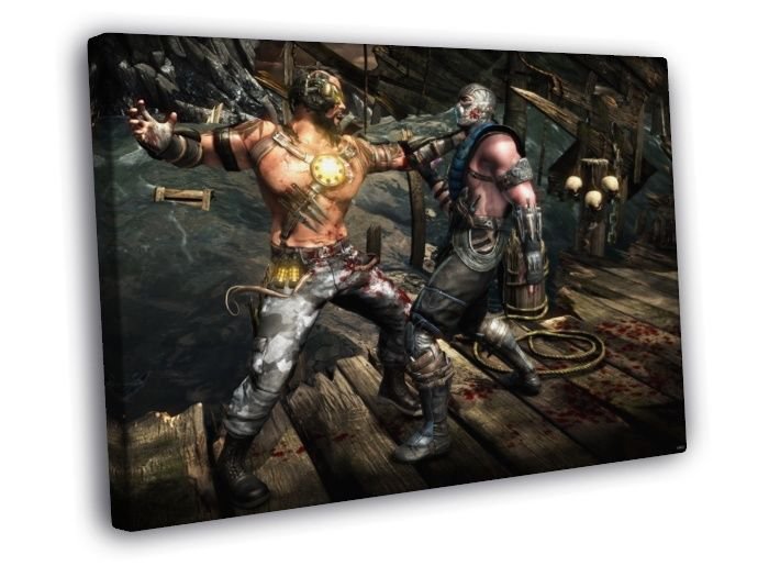 Mortal Kombat X Kano Sub-Zero Fight Video Game  20x16 inch FRAMED CANVAS WALL PRINT