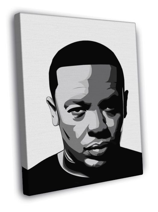 Dr. Dre Portrait Art Andre Young Rapper Gangsta Rap  20x16 inch FRAMED CANVAS WALL PRINT