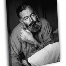 Ernest Hemingway Writer Beard Portrait BW WALL  20x16 inch FRAMED CANVAS PRINT