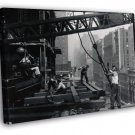 Construction Builder Worker Man Crane Retro Old BW WALL  20x16 inch FRAMED CANVAS PRINT
