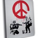 Banksy Peace Sign Soldiers Pacifism Graffiti WALL  20x16 inch FRAMED CANVAS PRINT