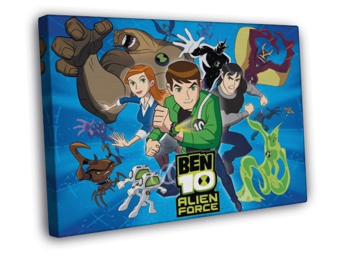 Ben 10 Alien Force Characters Cartoon TV Series Art WALL  20x16 inch FRAMED CANVAS PRINT