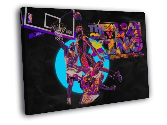 Lebron James King Posterize Dunk Basketball  20x16 inch FRAMED CANVAS WALL PRINT