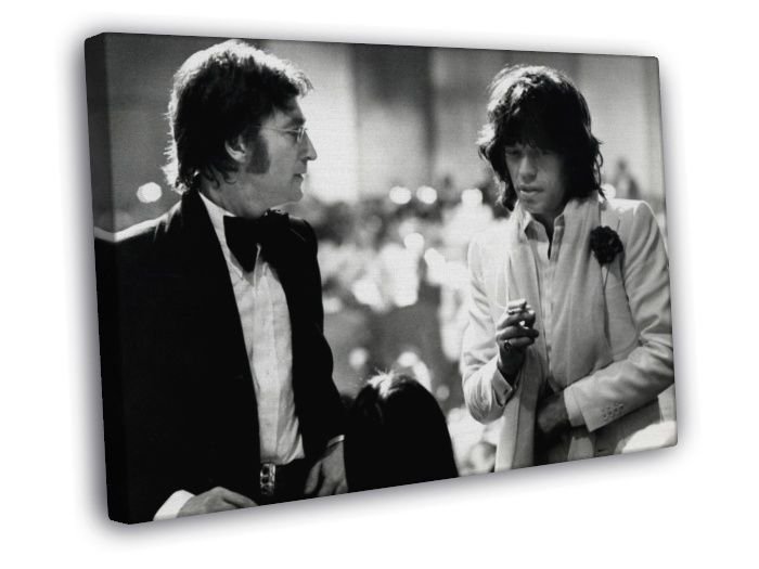 John Lennon Mick Jagger Retro Music WALL  20x16 inch FRAMED CANVAS PRINT