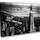 King Kong 1933 Classic Retro Movie Vintage BW WALL  20x16 inch FRAMED CANVAS PRINT