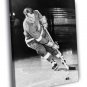 Gordie Howe Classic Retro BW Hockey Sport 20x16 inch FRAMED CANVAS WALL PRINT