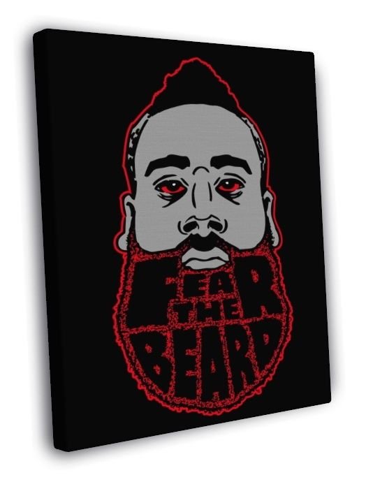 James Harden Fear The Beard Basketball Art  20x16 inch FRAMED CANVAS WALL PRINT