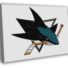 San Jose Sharks Logo Hockey Sport Art  20x16 inch FRAMED CANVAS WALL PRINT