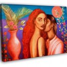 African American Man Woman Love Painting Art  20x16 inch FRAMED CANVAS WALL PRINT