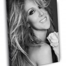 Celine Dion Smile Flower Beautiful BW Portrait  20x16 inch FRAMED CANVAS WALL PRINT