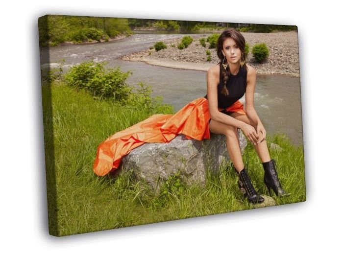 Nina Dobrev Actress WALL  20x16 inch FRAMED CANVAS PRINT