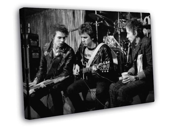 Sex Pistols Rare Sid Vicious Guitars Punk Rock Band WALL  20x16 inch FRAMED CANVAS PRINT