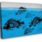 Skeleton Fish Bones Cool Fishing Art  20x16 inch FRAMED CANVAS WALL PRINT