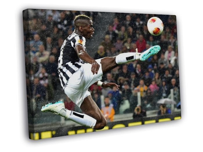 Paul Pogba Air Jump Rain FC Juventus Soccer Football  20x16 inch FRAMED CANVAS WALL PRINT
