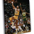 Kareem Abdul-Jabbar Lakers Sky Hook Shot Retro  20x16 inch FRAMED CANVAS WALL PRINT
