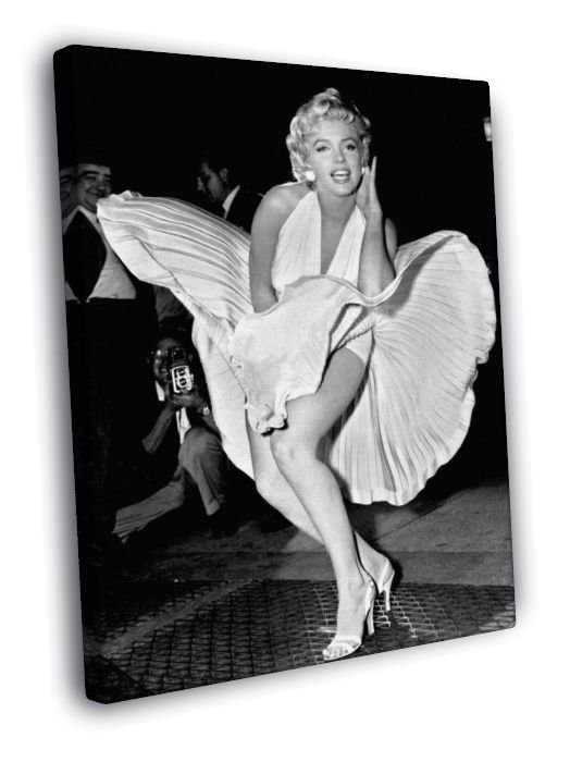 Marilyn Monroe White Dress Retro Vintage WALL  20x16 inch FRAMED CANVAS PRINT