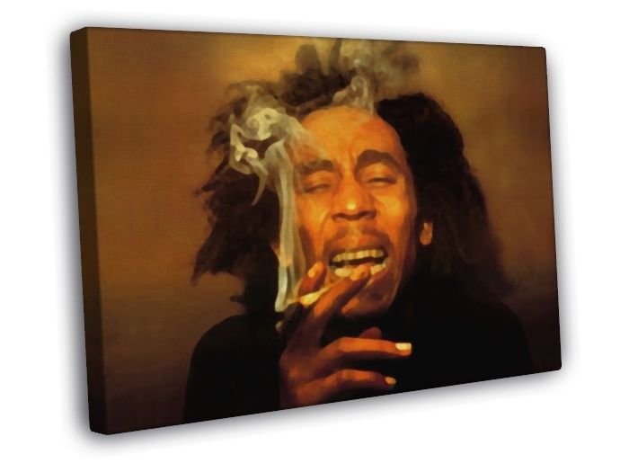 Bob Marley Painting Reggae Singer Music Art WALL  20x16 inch FRAMED CANVAS PRINT