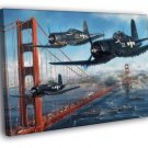 Chance Vought Corsair Aircraft World War Painting WALL  20x16 inch FRAMED CANVAS PRINT