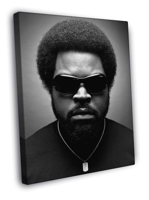 Ice Cube Portrait Rapper Hip-Hop Music Gangsta Rap BW  20x16 inch FRAMED CANVAS WALL PRINT