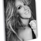 Celine Dion Smile Flower Beautiful BW Portrait  20x16 inch FRAMED CANVAS WALL PRINT