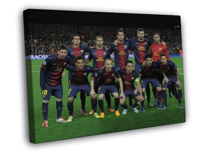 FC Barcelona Club Team Squad Catalonia Barca  20x16 inch FRAMED CANVAS WALL PRINT